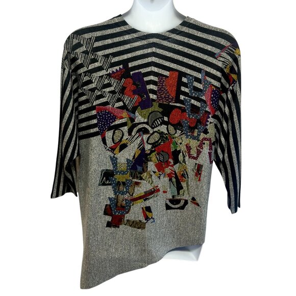 Inoah Multicolor Eclectic Mosaic Printed Loose Fit Blouse Size XS Asymmetric - Picture 2 of 10